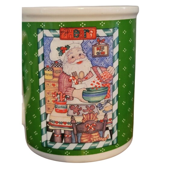Enesco Chris Davenport Coffee Cup Christmas 1990 Korea Santa Baking - Picture 2 of 7